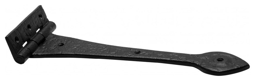 Black Wrought Iron Door Strap Hinge 12" L Heart Tip Design with Screws Pack of 6