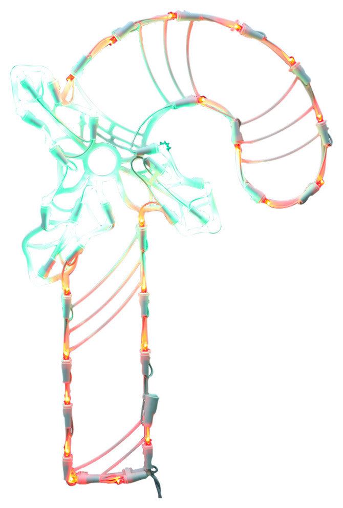35Lt Ledcandy Cane Window Decor 17X11"