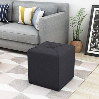 GDF Studio Tammy Fabric Square Ottoman, Dark Charcoal