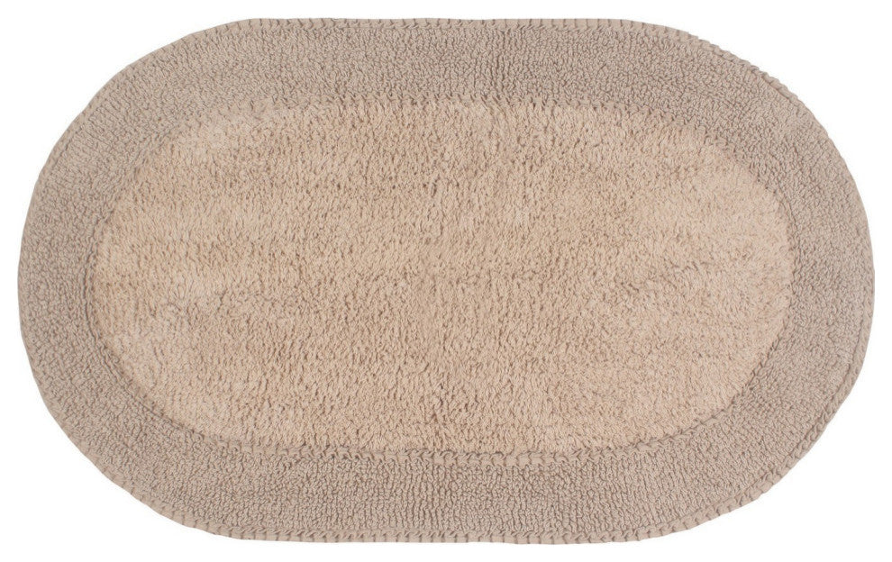 Double Ruffle Collection Bath Rugs Set, 24x40 Rectangle, Linen
