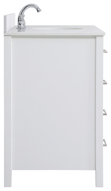 Iris 48" Single Bathroom Vanity, White With Backsplash