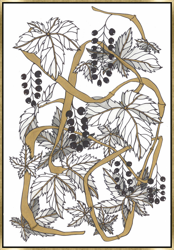 24x35 Intertwined Gold I, Framed Artwork, Gold