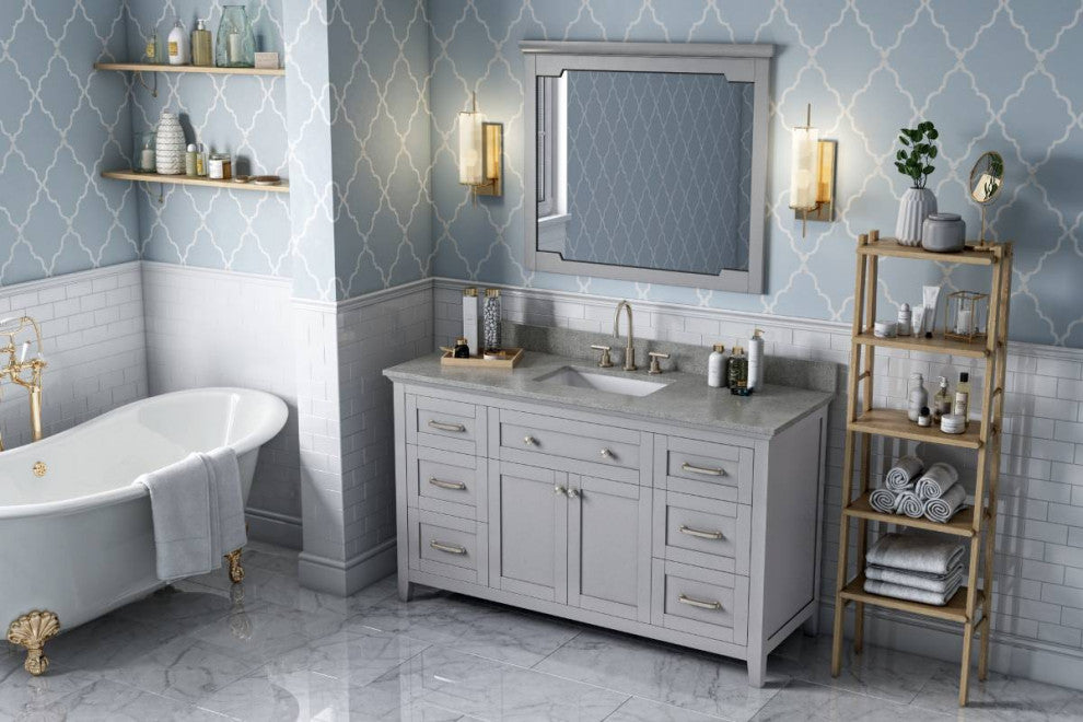 Chatham Traditional 60" Grey Single Sink Vanity, Steel Grey Cultured Marble Vani