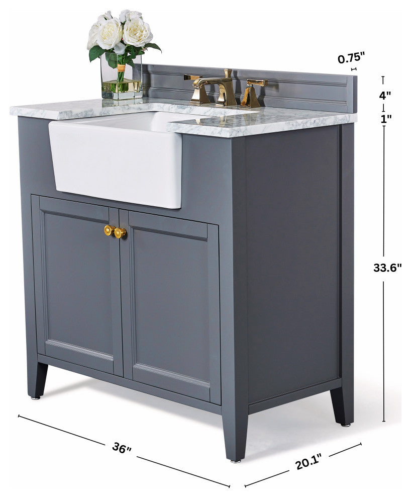 Adeline Vanity Set, Sapphire Gray, 36", Single Sink