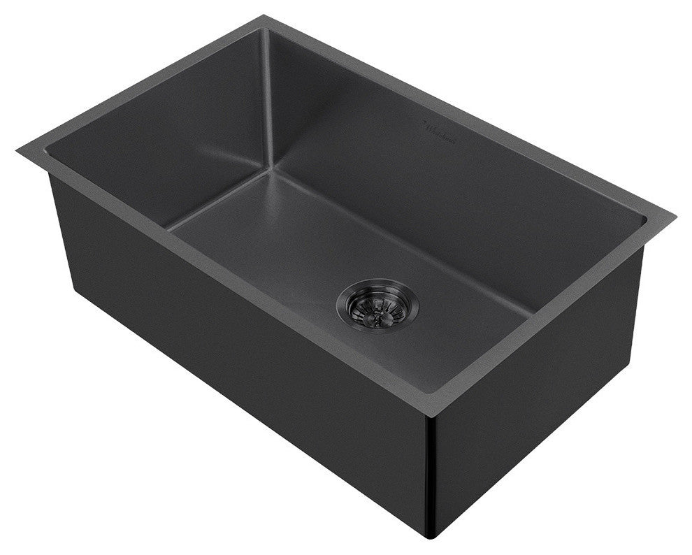 Noah Plus 16 Gauge Single Bowl Matte Textured Dual-Mount Sink Set, Matte Black