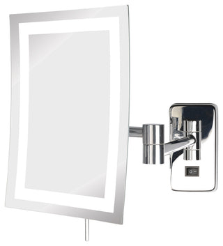 Modern Wall Mounted Rectangular LED Make-Up Mirror, Chrome, Direct Hardwiring