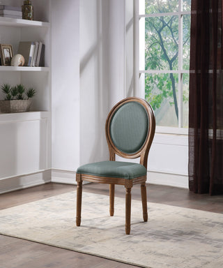 Lillian Oval Back Chair, Klein Sea Fabric With Brushed Frame