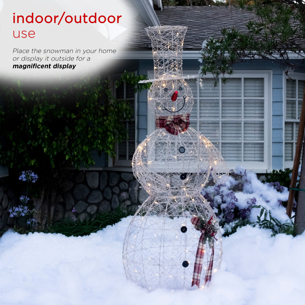 Gold Wire Snowman DÃ©cor with Warm White LED Lights, 28"l X 18"w X 71"h (Extra La