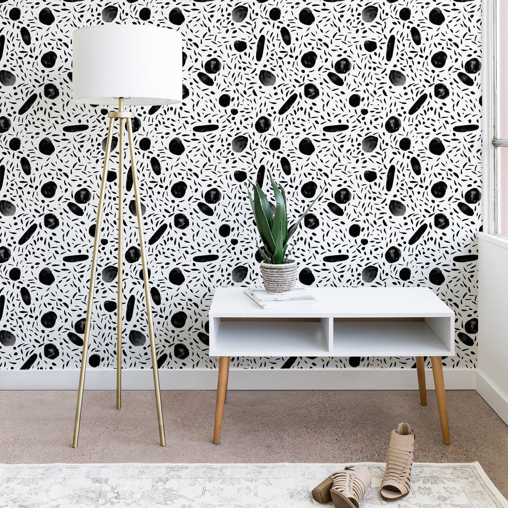 Deny Designs Mareike Boehmer Watercolor Dots Wallpaper, Black, 2'x4'