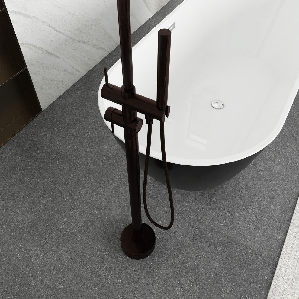 Freestanding Double Handle Clawfoot Tub Faucet, Brown