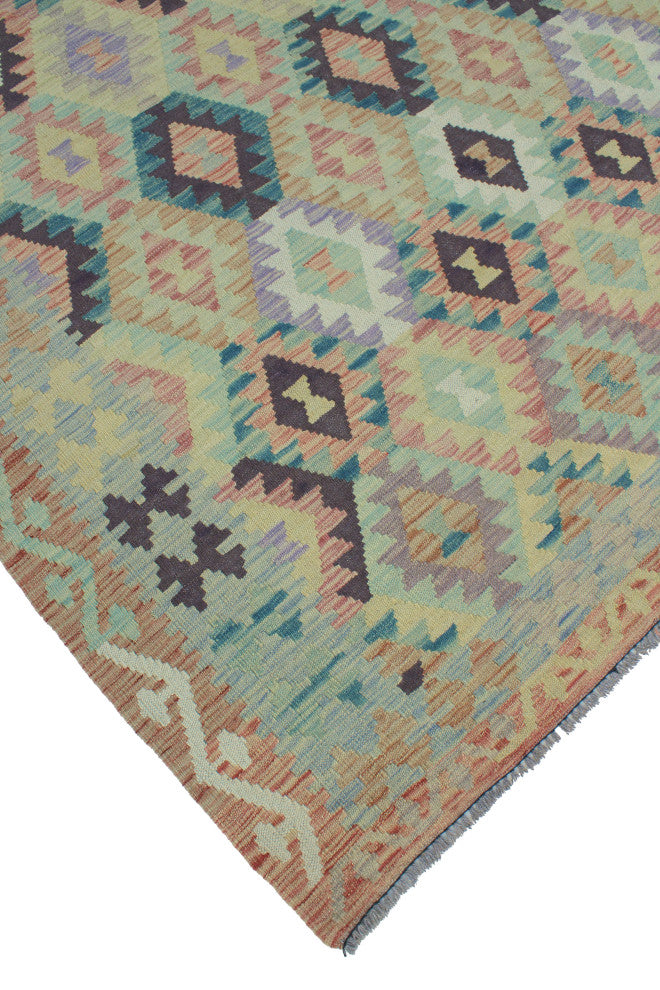 Sun Faded Flatweave Nikoo Gray/Rust Rug, 6'11x9'11
