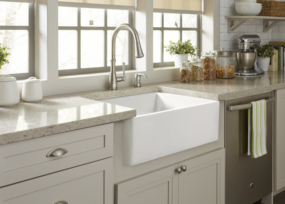 Austen Crisp White Fireclay 24" Single Bowl Farmhouse Undermount Sink