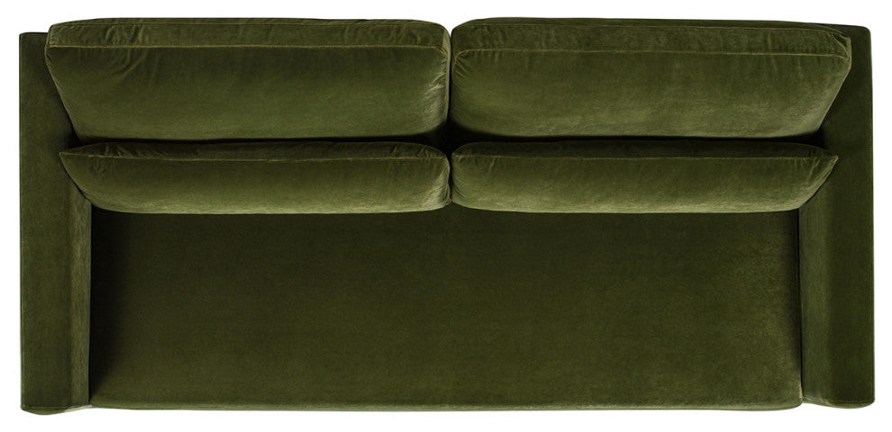 Elliot 84" Velvet Track Arm With Lumbar Pillows, Olive Green