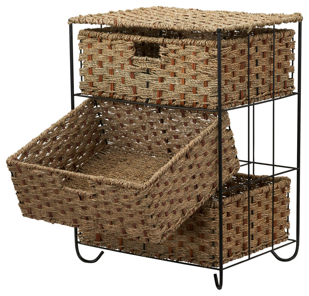 3 Drawer Wicker Storage Unit