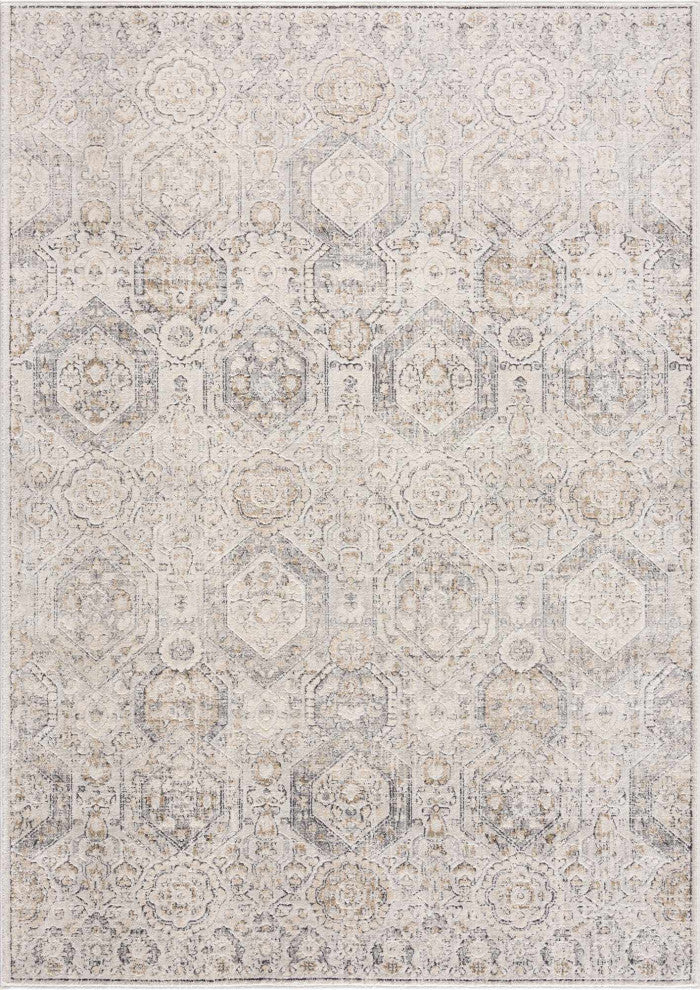 Hauteloom Parkerfield Blue Area Rug, Beige/Black/Gray, 4'3"x5'7"