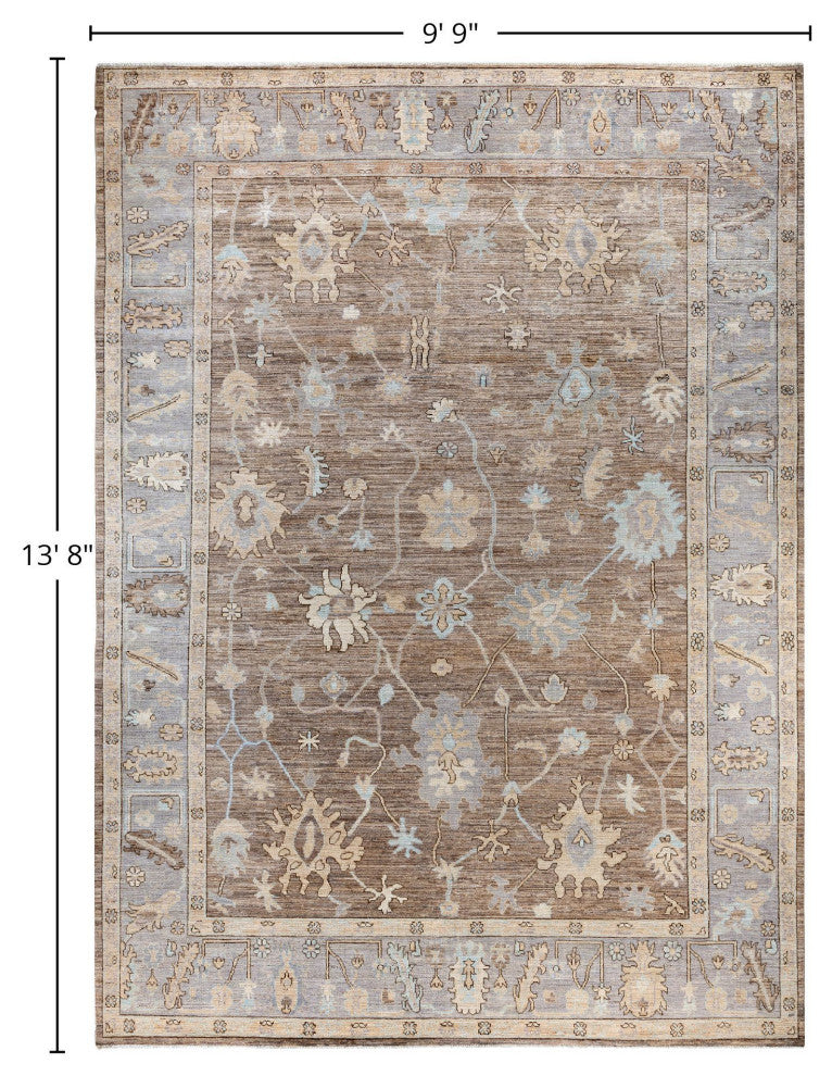 Oushak One-of-a-Kind Hand-Knotted Area Rug Gray, 9'9" x 13'8"