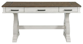Drake 60" Wide Writing Desk, Rustic White and French Oak