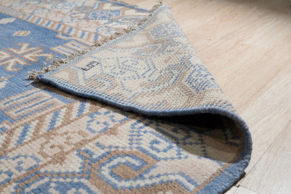 EORC Blue Hand Knotted Wool Khotan Rug, 8'x10'