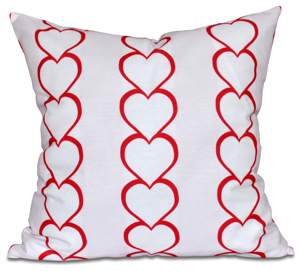 Valentine Print Outdoor Pillow, Red, 20"x20"