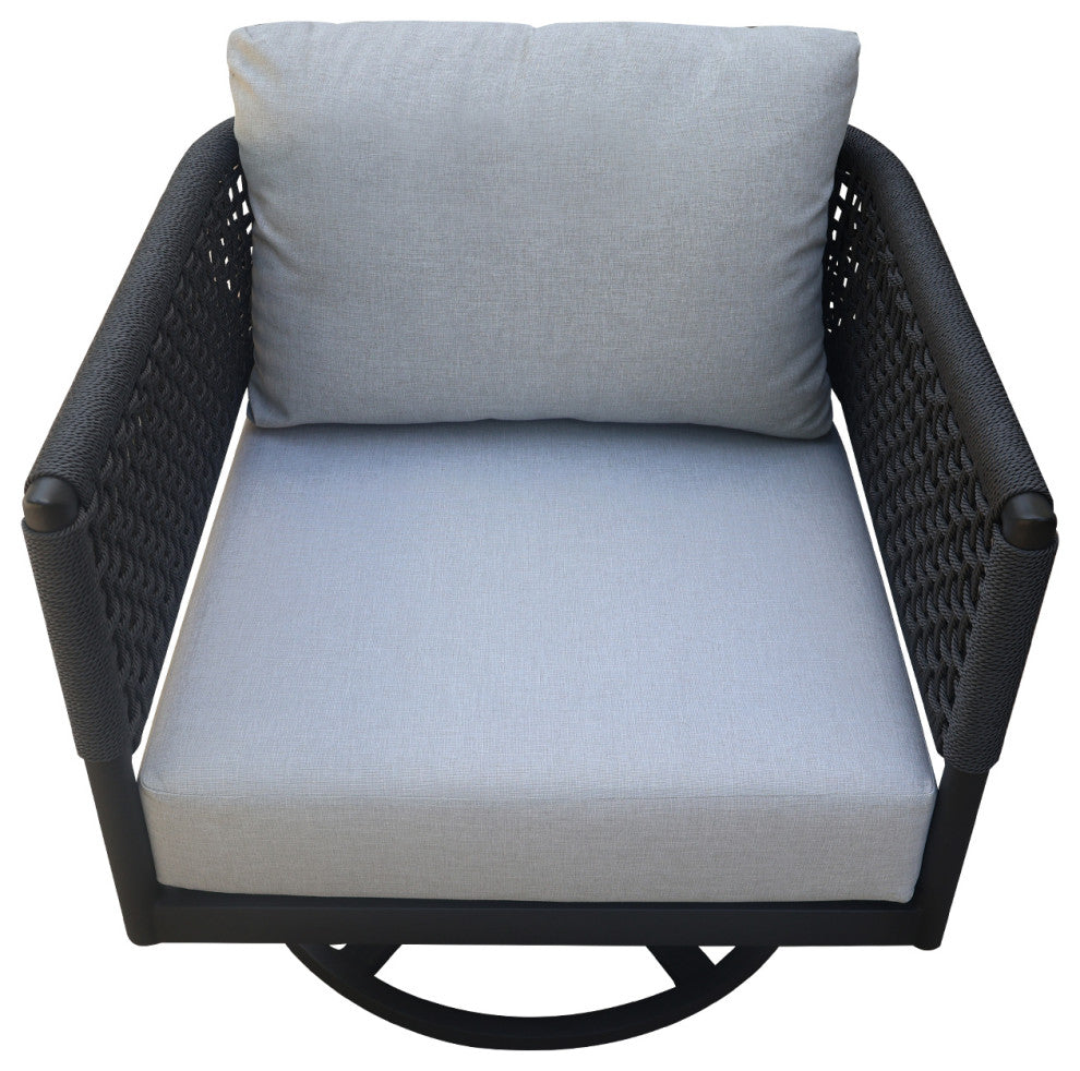 Outdoor Patio Woven Abaca Rope Swivel Rocking Chair with Cushion