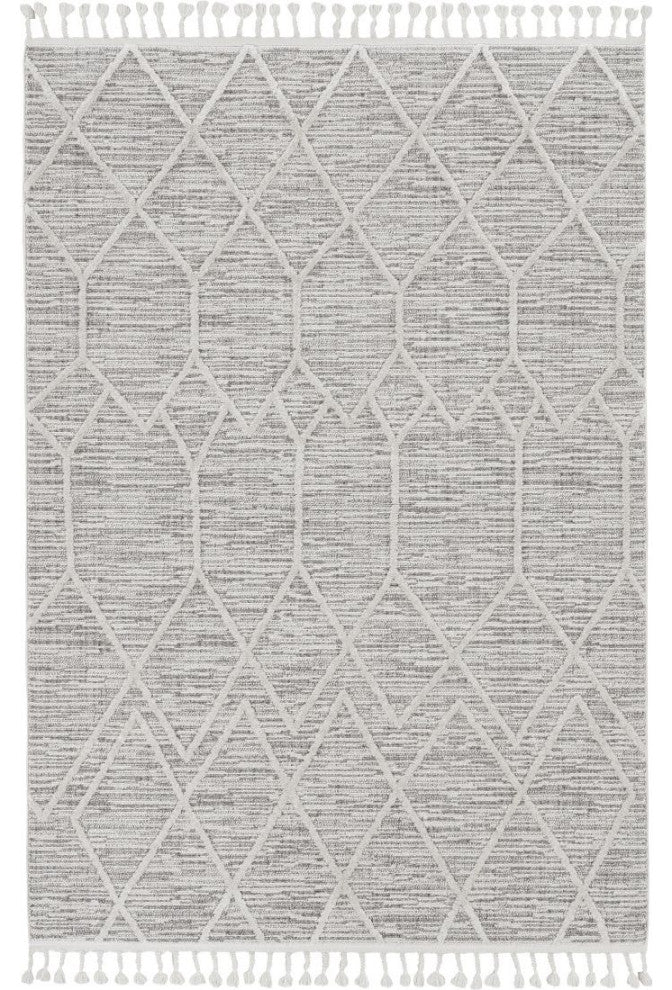 KAS Willow 1102 Ivory Gray Honeycomb Area Rug, 7'10"x10'10"