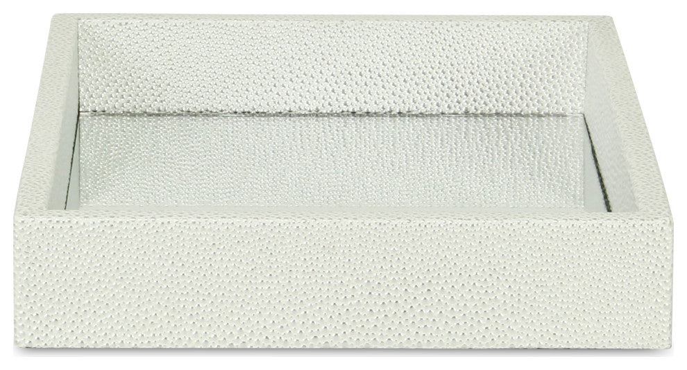Labai Tray with Mirrored Interior, White Silver