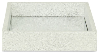 Labai Tray with Mirrored Interior, White Silver