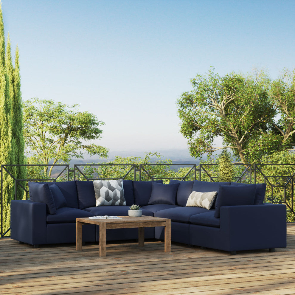 Modular Lounge Sectional Deep Sofa Set, Blue Navy, Modern, Outdoor Hospitality