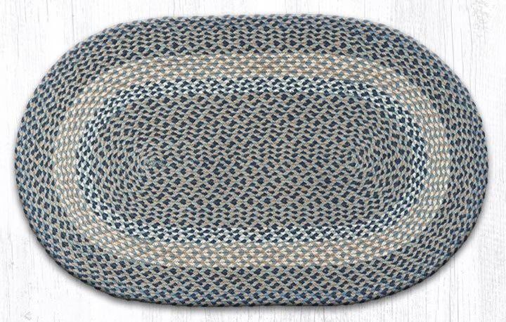 Earth Rugs C-05 Blue / Natural Oval Braided Rug 27" x 45"