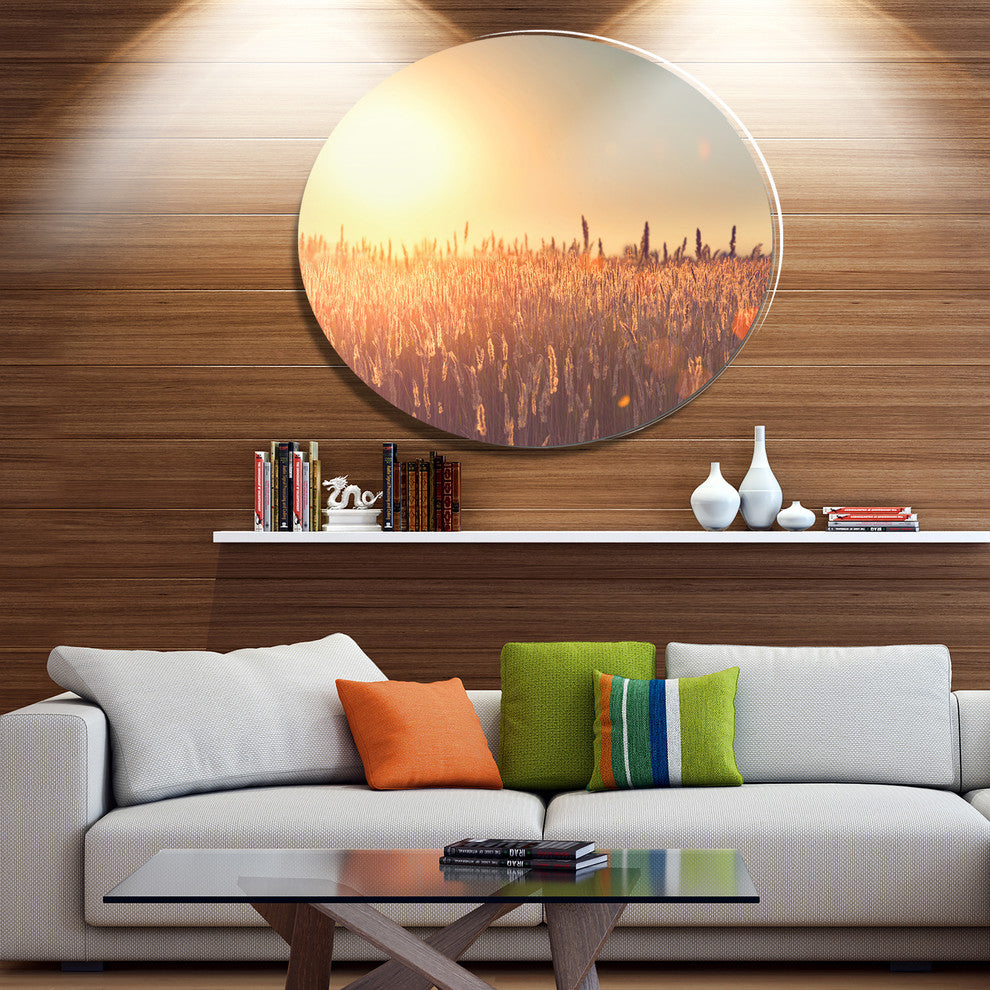 Rural Land Under Shining Sun, Landscape Disc Metal Wall Art, 23"