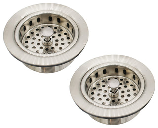 Two Wing Nut Style Large Kitchen Basket Strainer, Satin Nickel, Satin Nickel