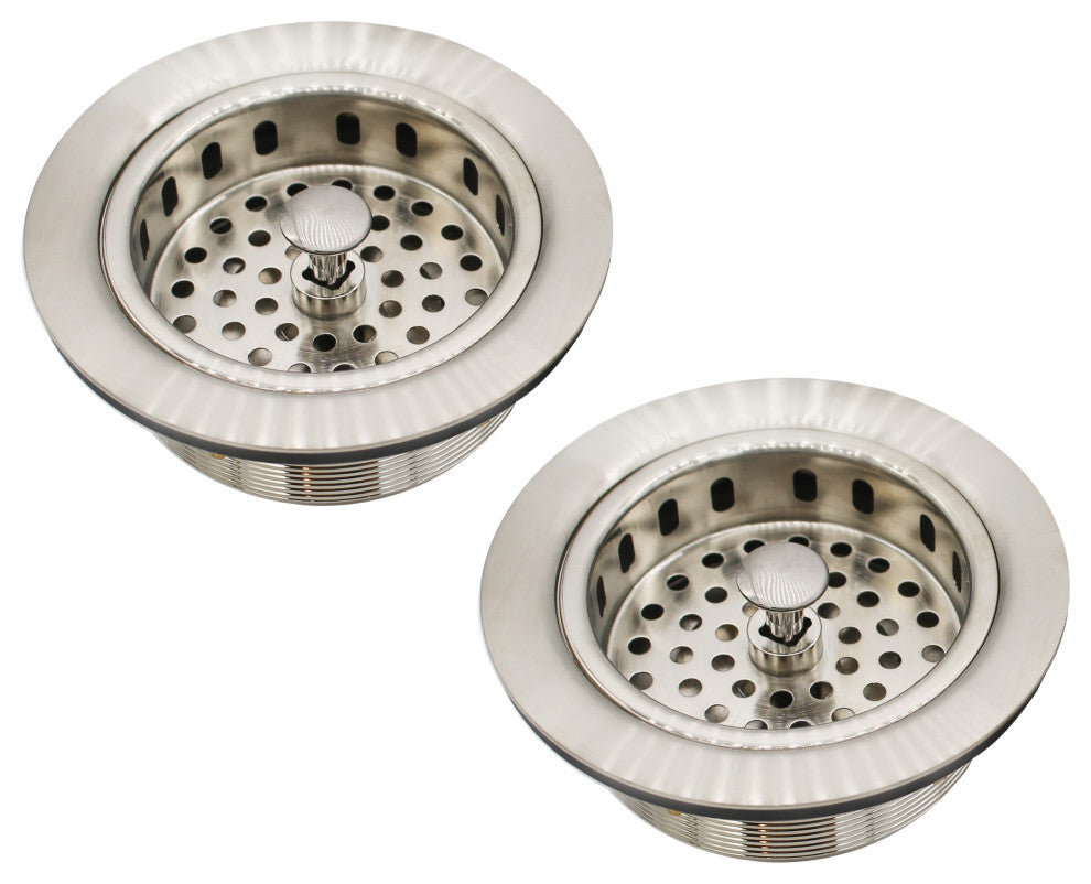 Two Wing Nut Style Large Kitchen Basket Strainer, Satin Nickel, Satin Nickel