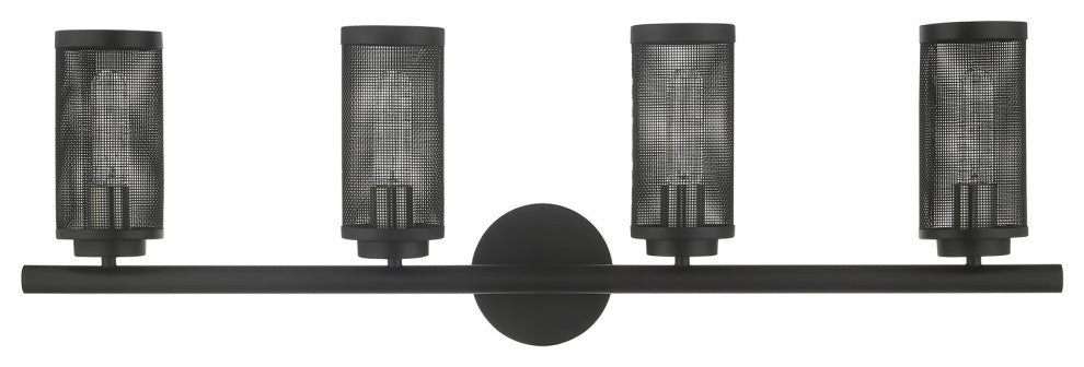 Livex Lighting Industro 4 Light Black, Brushed Nickel Large Vanity Sconce