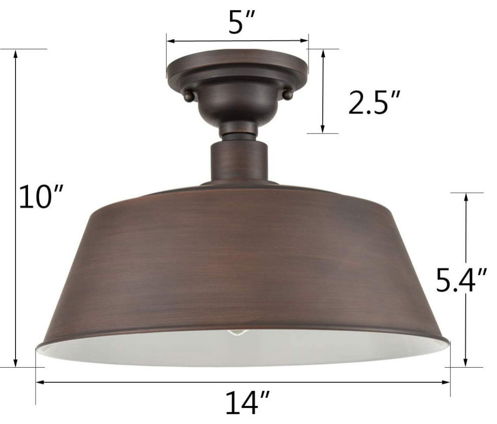 Industrial Semi Flush Mount Ceiling Light Fixture with oil rubbed bronze