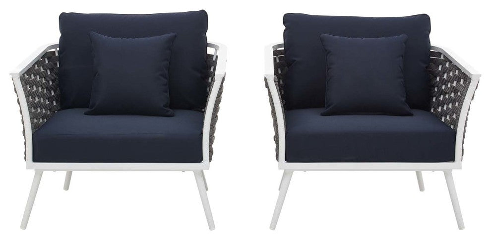 Stance Armchairs Outdoor Patio Aluminum, Set of 2, Navy