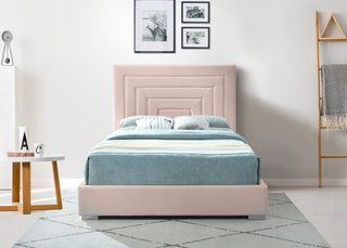 Nora Velvet Upholstered Bed, Pink, Queen