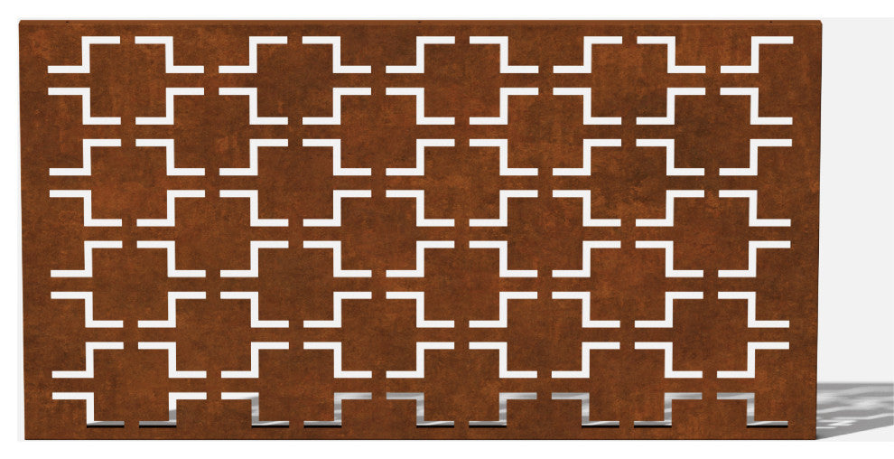Alta Corten Steel Decorative Screen Panel, Quadra