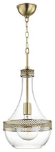 Hagen 1-Light Small Pendant, Aged Brass Finish, Clear Glass Shade