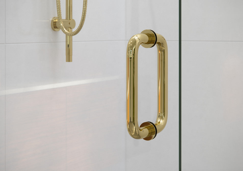 40"Wx78"H Frameless 3 Panel Inline Shower Door, Polished Brass