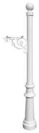 Lewiston Post Only-Support Bracket, Decorative Fluted Base, Ball Finial, White