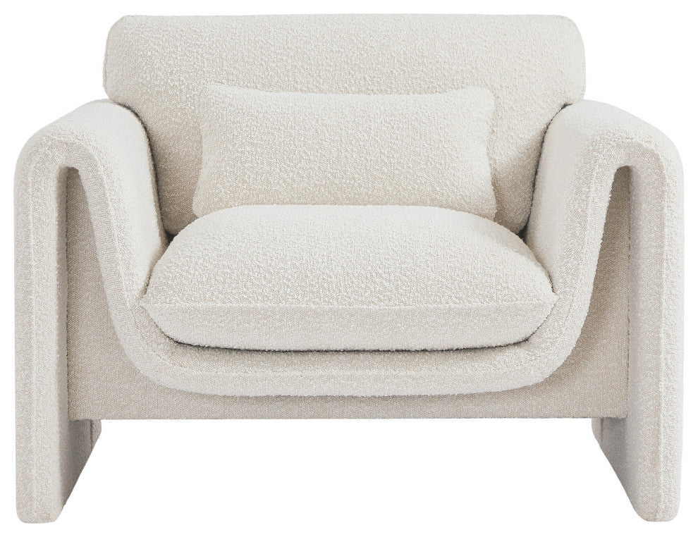 Stylus Boucle Fabric Upholstered Chair, Cream