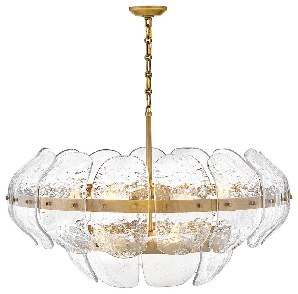 Fredrick Ramond Lillia Large Drum Chandelier, Heritage Brass