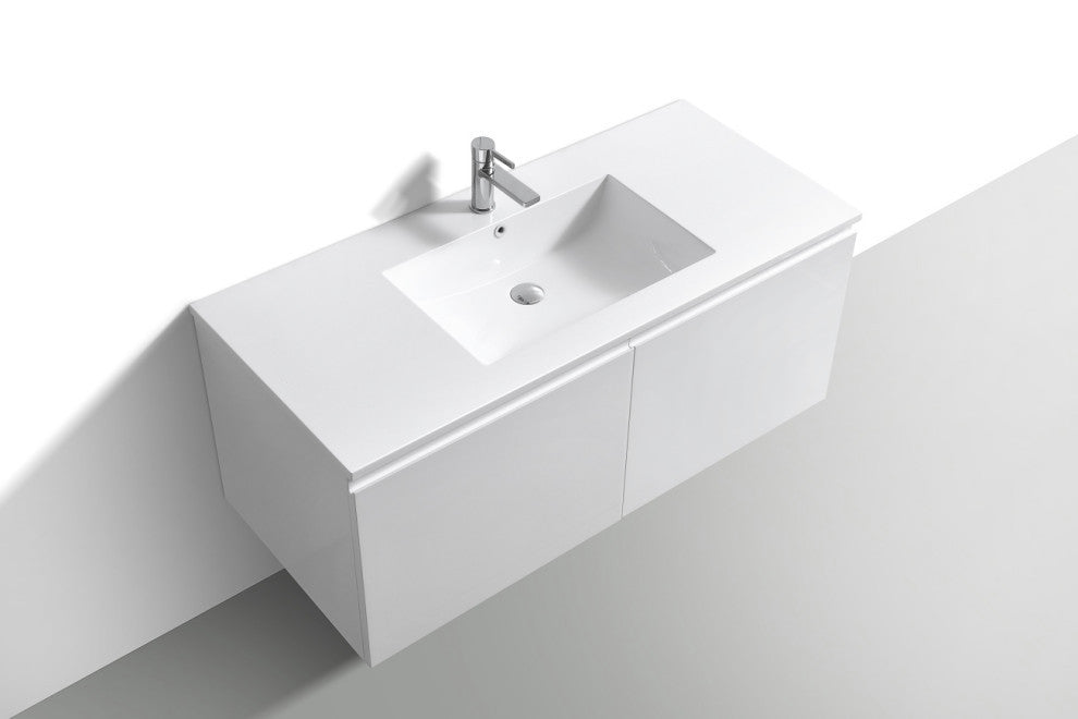Balli 48'' Single Sink Wall Mount Modern Bathroom Vanity, High Gloss White