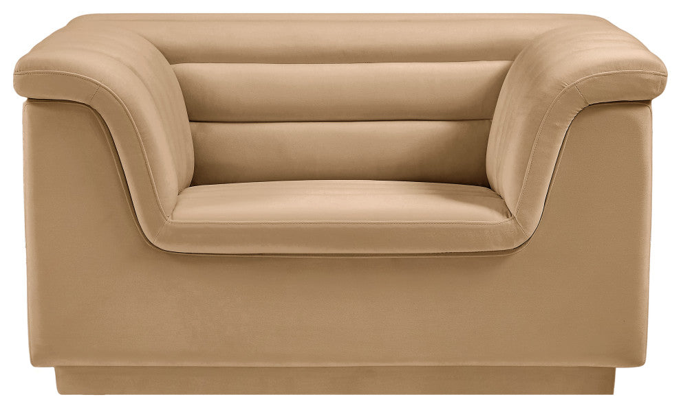 Cascade Upholstered Set, Camel, Velvet, Chair