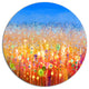 Abstract Flower Field Watercolor, Floral Disc Metal Artwork, 11"