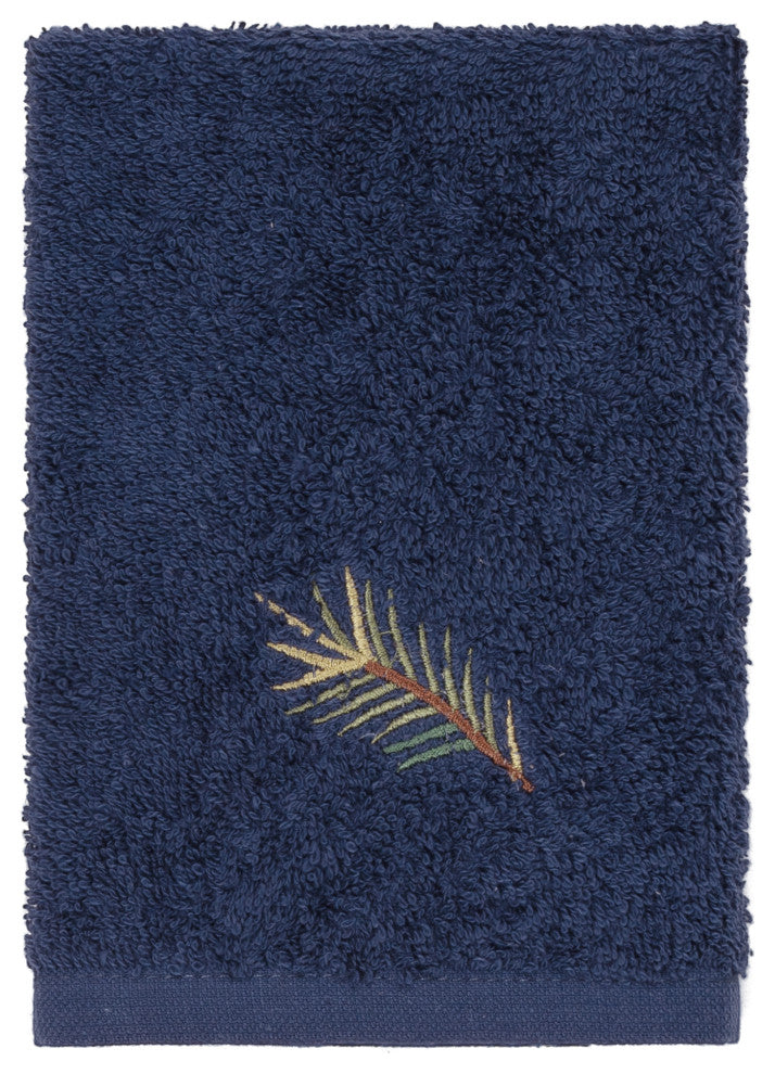 Linum Home Turkish Cotton Pierre 3-Piece Embellished Towel Set, Midnight Blue