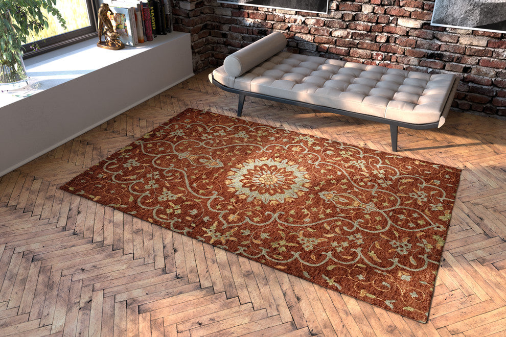 Kaleen Chancellor Hand-Tufted Indoor Area Rug, Brick, 8'x10'