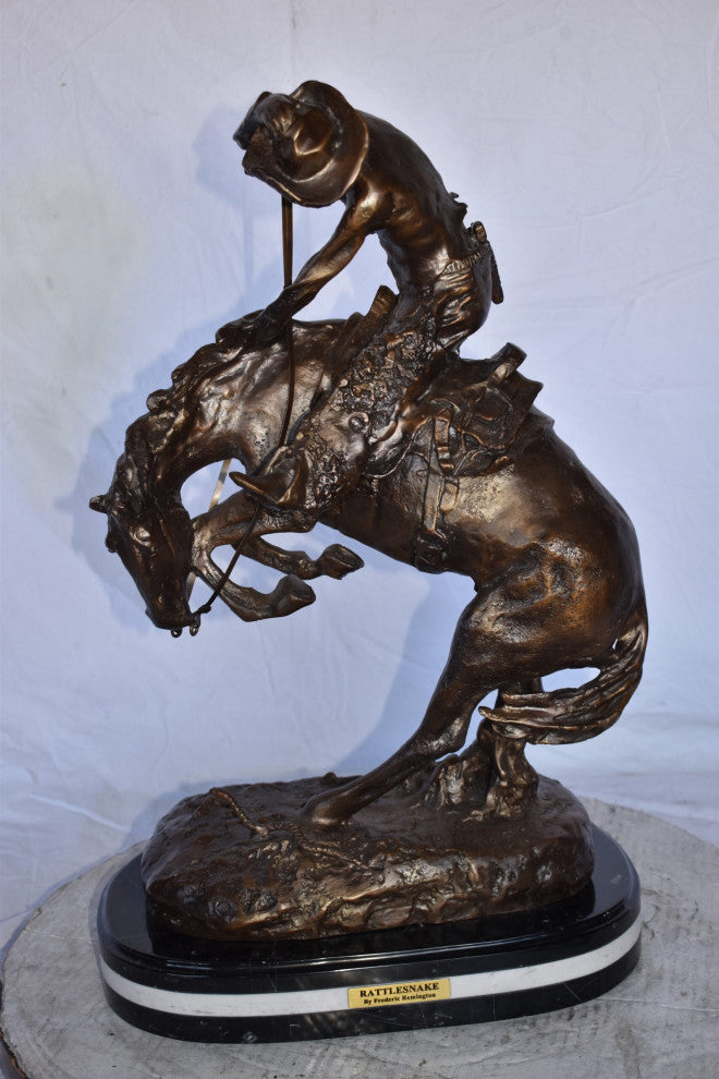 Rattlesnake Remington Replica Bronze Statue on A Marble  Size: 16" x 10" x 25"