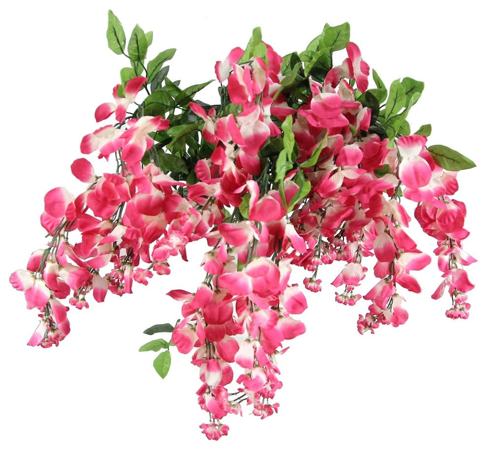 15 Stems Wisteria Long Hanging Bush Flowers, Magenta