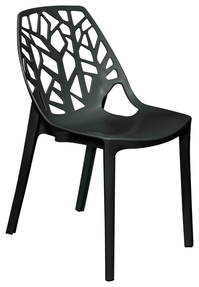 LeisureMod Modern Cornelia Dining Chair Solid Black